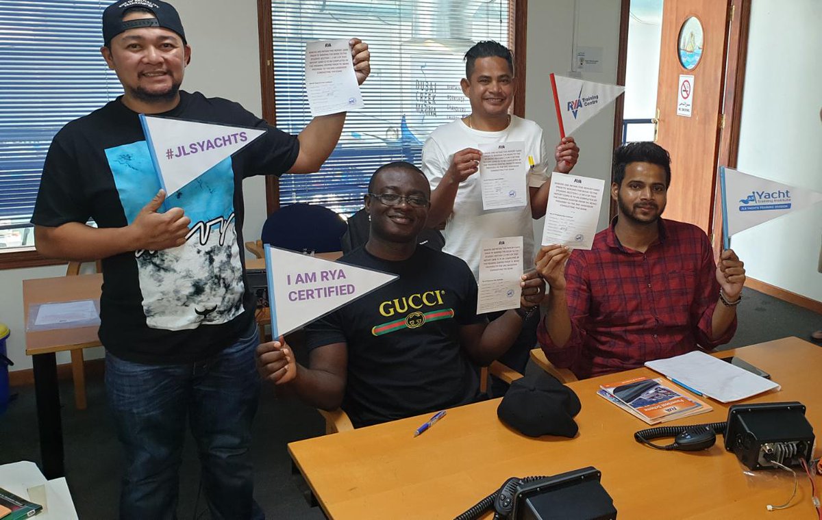 JlsYachts's tweet photo. #iamcertifiedrya a group of students celebrating for passing the RYA VHF/SRC. Be one of us! Enroll now and get you RYA VHF/SRC License in 2 days.
#JLSYachts #UAEBoatLicense #powerboattraining #MarineTraining #yachttraining #UAEYachtLicense #indubai #inabudhabi #aboveandbeyond https://t.co/ERoWh75bO9