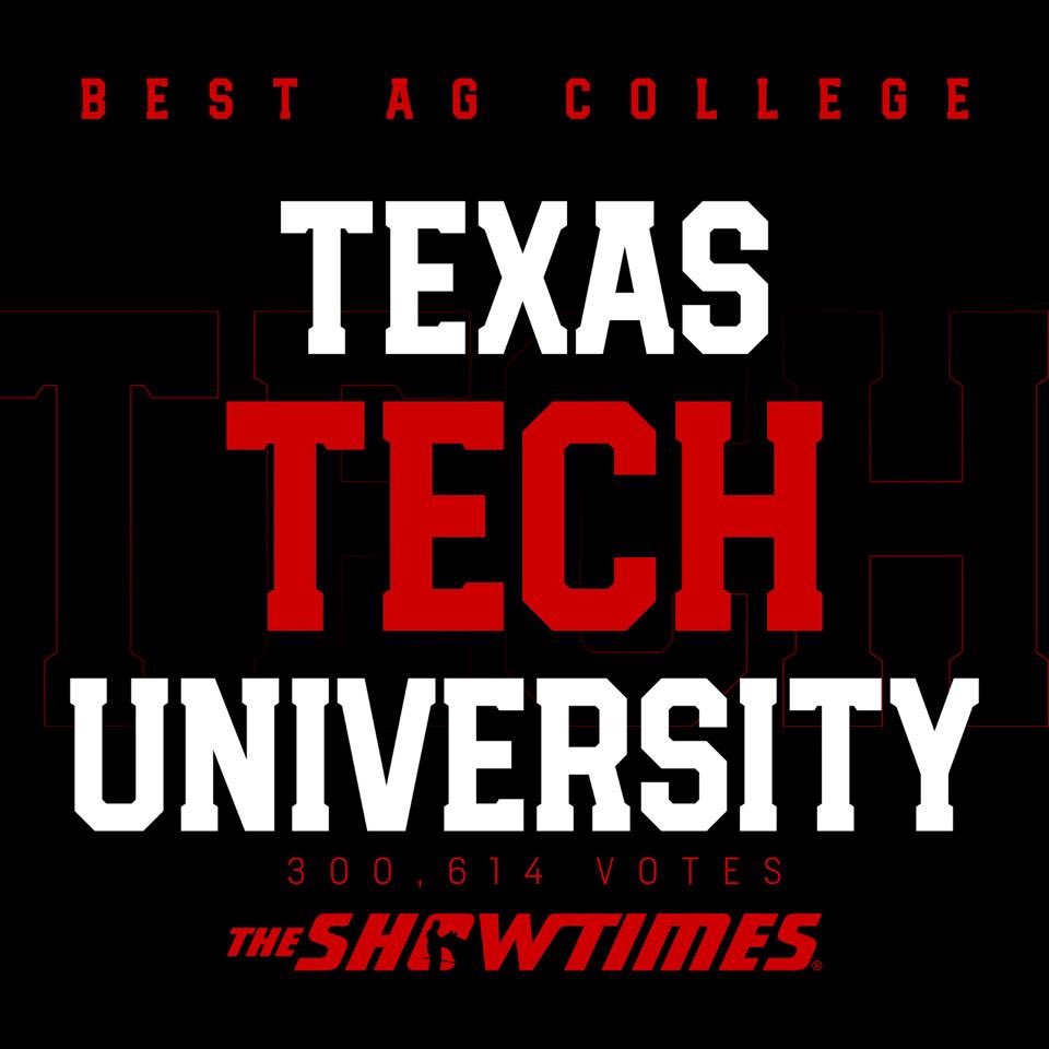 Congratulations TEXAS TECH UNIVERSITY on being voted BEST AG COLLEGE! Over 303,614 votes came in during our contest! It reached over 2,783,636 making this our biggest contest to date!