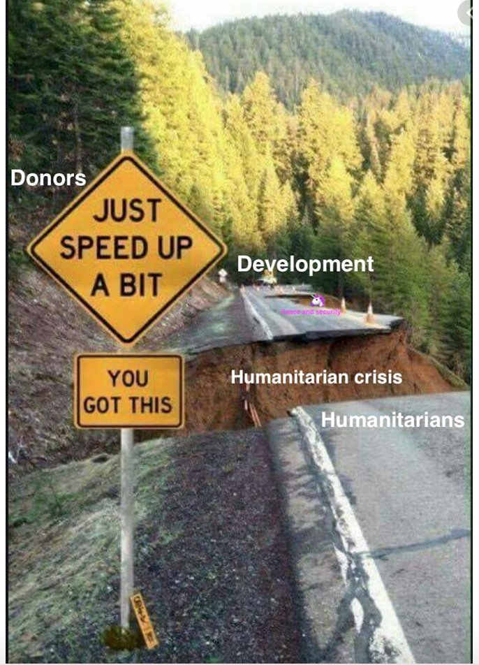 LouiseRedvers's tweet photo. Searching for the nexus: The meme edition https://t.co/lyEOEzyMK2 #HDPnexus #Triplenexus #ReShapeAid #ReMakeAid https://t.co/DuYsbcxHgk