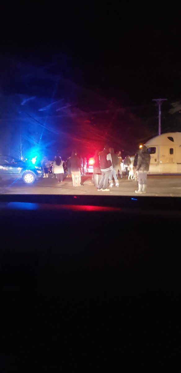 RyneldStarr's tweet photo. Several dozen Gitxsan are at the highway 16 intersection in New Hazelton as RCMP have apparently taken action against those blockading the railway. No traffic getting through. #WetsuwetenSolidarity https://t.co/fWuRXH3E15
