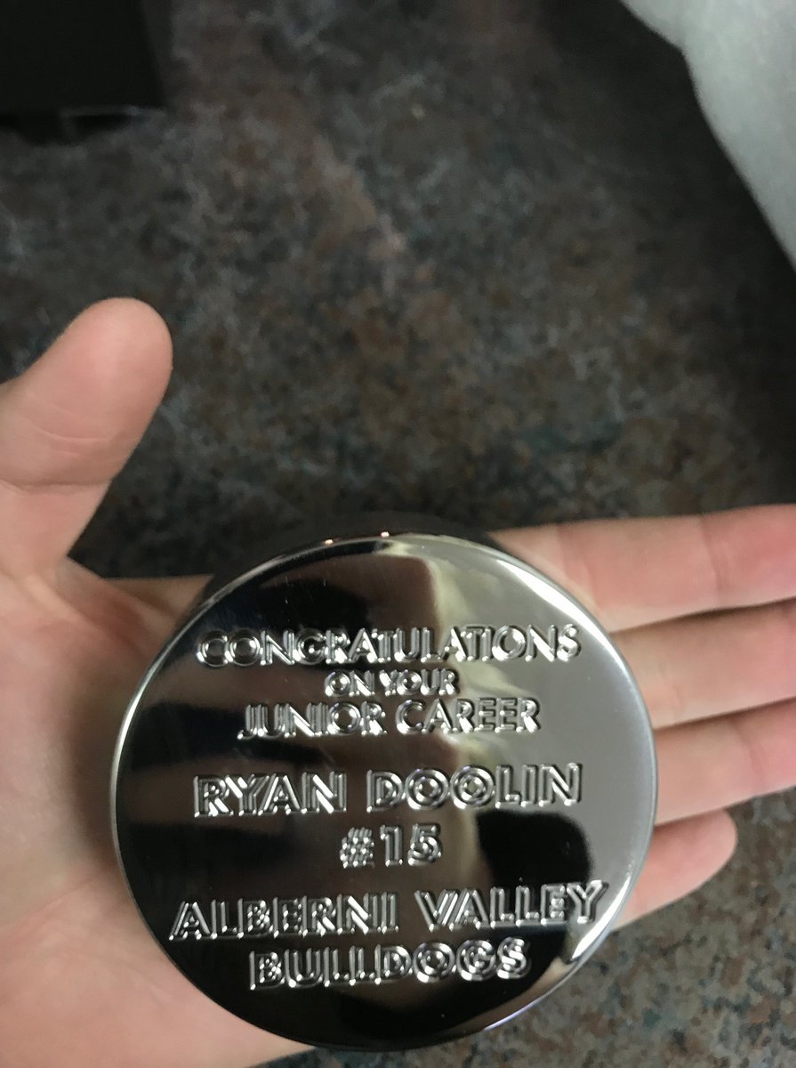 Bulldogs President David Michaud with the clubs graduating 20 year olds. Thank you gentlemen for your contributions both on the ice and in the community. #SeeRed #BulldogsHockey