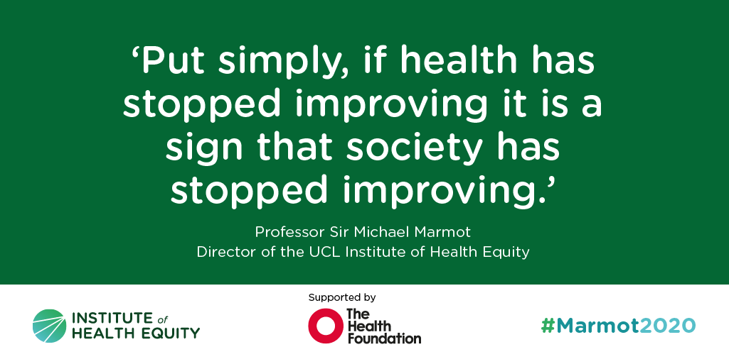 England’s health falters as @TheMarmotReview confirms the north/south health gap divide increases and time spent in poor health increases for men and women in the most deprived areas of the country #Marmot2020 supported by @HealthFdn bit.ly/38RtOqX