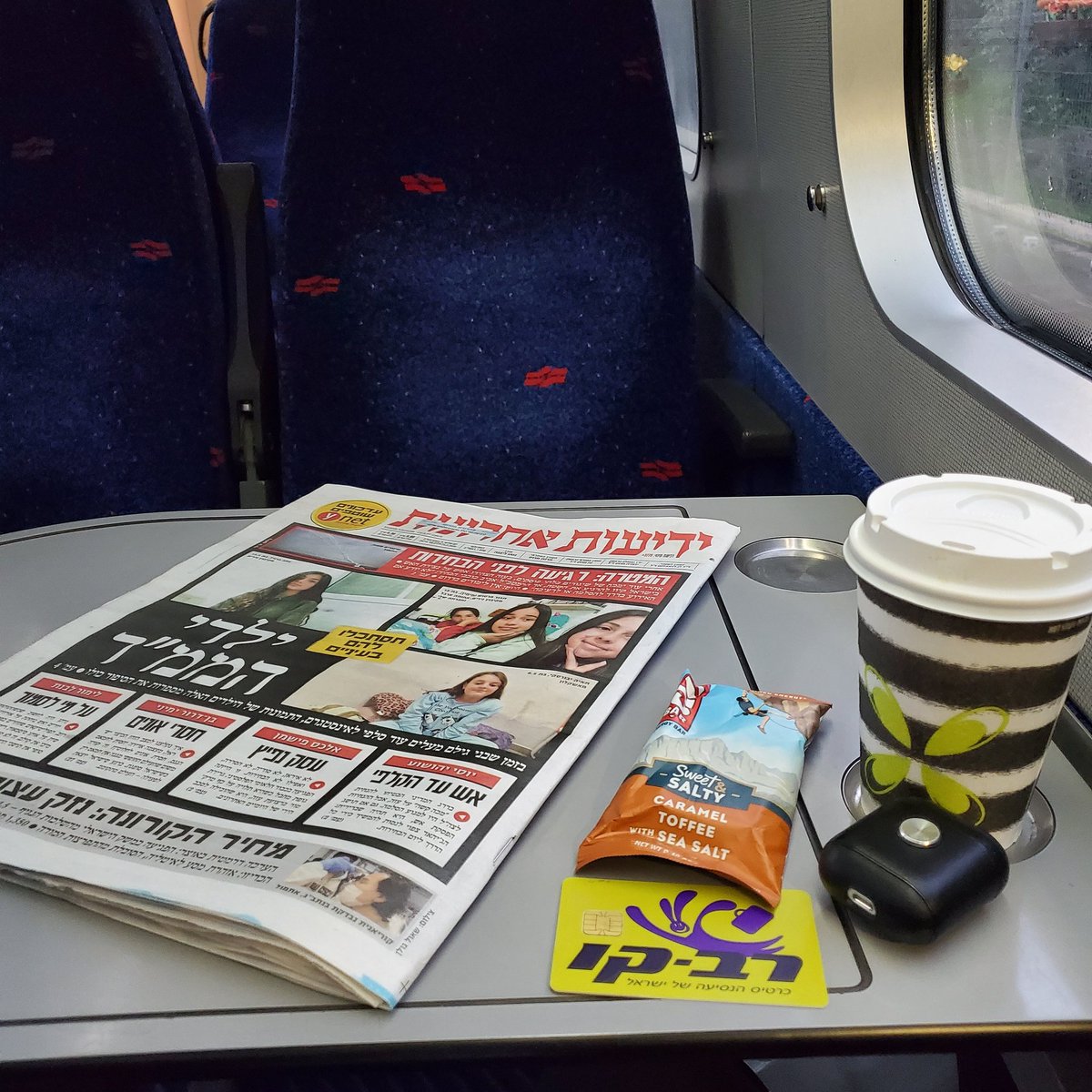 YakRo3's tweet photo. First train ride to Tel Aviv. I think I'm ready.
#notmypaper #couldntreaditanyways https://t.co/N8bzRZH1N8