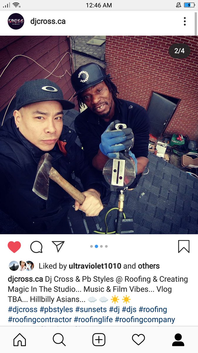 DJCROSS_CA's tweet photo. Dj Cross &amp; Pb Styles @ Roofing &amp; Creating Magic In The Studio... Music &amp; Film Vibes... Vlog TBA... Hillbilly Asians... ☁ ☁ ☀ ☀ 
#djcross #pbstyles #sunsets #dj #djs #roofing https://t.co/mDNecabUol