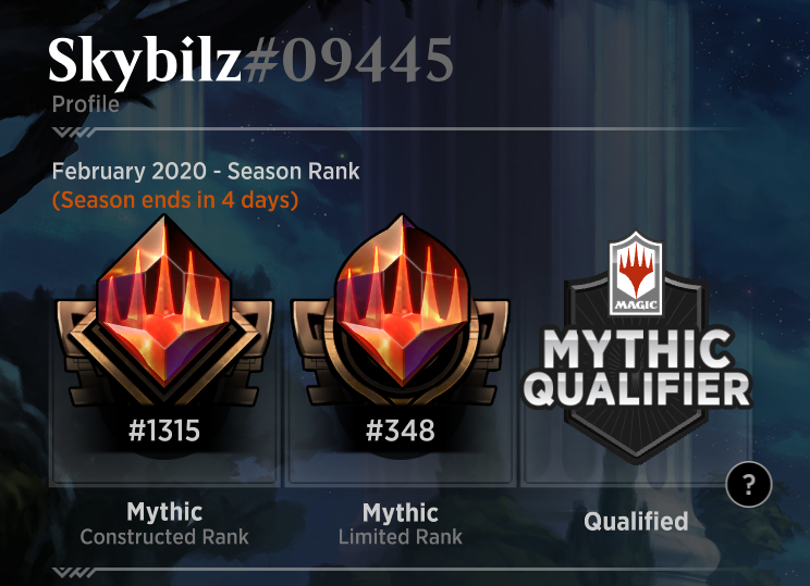 Skybilz's tweet photo. I worked SO hard for this...finally DOUBLE mythic! Thanks to @aka_yannie and @jamietopples for your encouragement along the way in limited. This one is also for my esports team that has believed in me since before the first Mythic Invitational <3   #GOGENJI @TeamGenji https://t.co/GVO26hhEPS