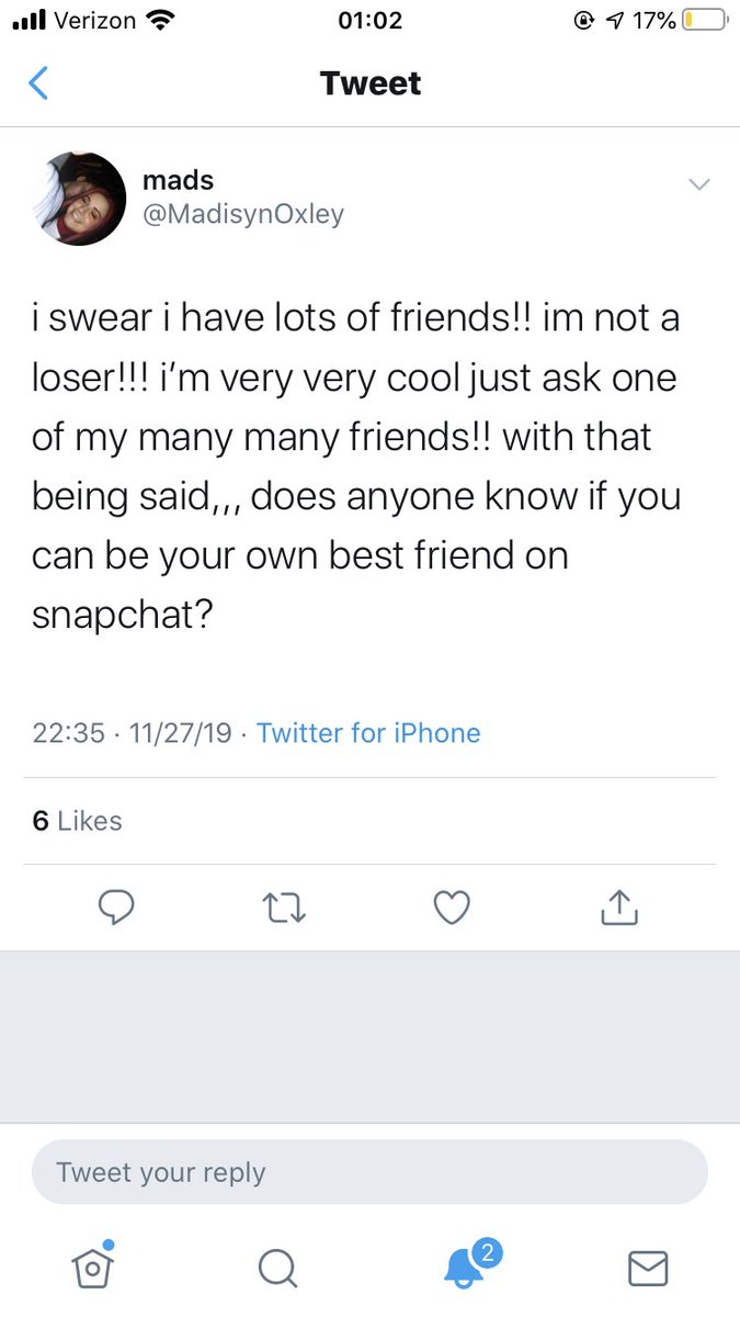 _taylorrgrace's tweet photo. @MadisynOxley be ur own best friend twat https://t.co/jCsIuGMOQa
