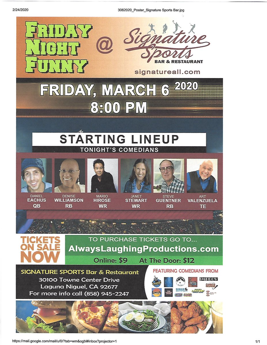 sgoints's tweet photo. My next comedy show! Go online today to get tickets. It will be the best $9 you ever spent. https://t.co/G4xGRAEyE5