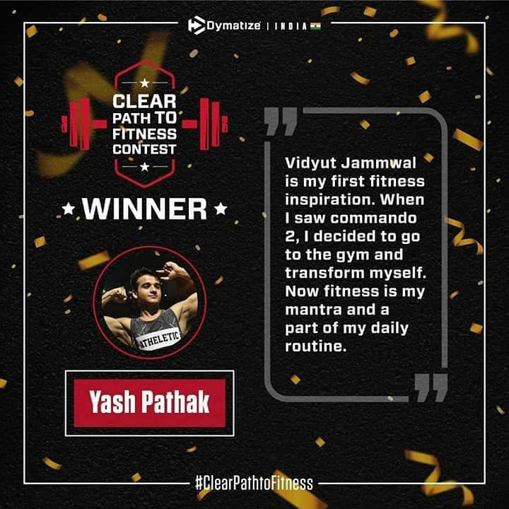 Meet_Unfiltered's tweet photo. .@VidyutJammwal sir, found this on Instagram and after seeing this I couldn't hold myself to share this pic here. A person whose name is #YashPathak said this after winning one fitness contest.
I just want to thank you for bringing much needed fitness revolution in our youth. https://t.co/Tb6MHvtN2B