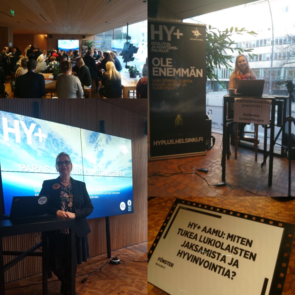 Tiedekulmassa käynnistymässä #hyplusaamu ajankohtaisesta ja tärkeästä aiheesta, tupa täynnä sekä paikan päällä että verkossa <a href="/HyPlusHelsinki/">HY+ Helsinki</a>