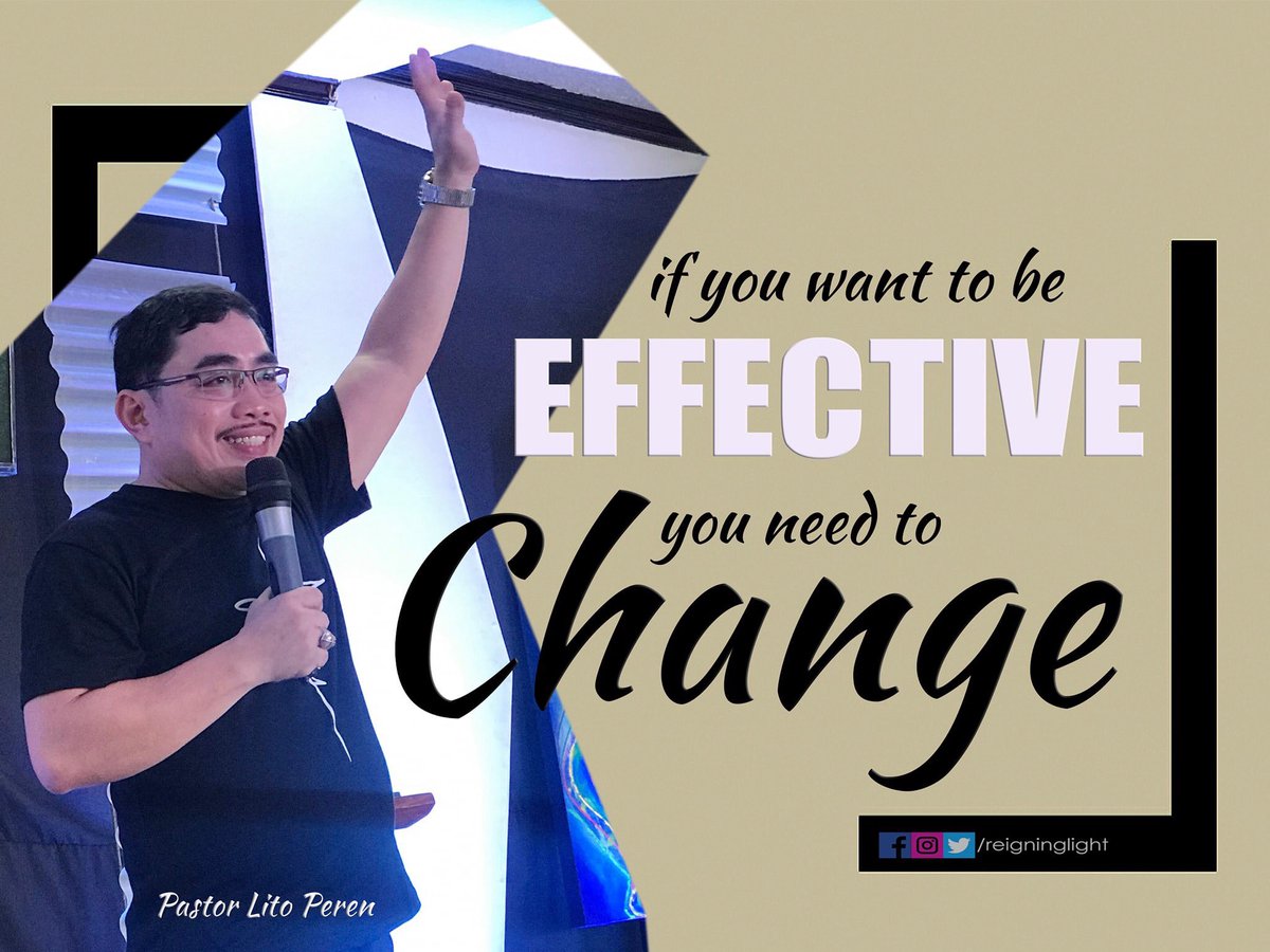 Reigning_Light's tweet photo. MAGBAGO para maging EPEKTIBO! 👊
Effectivity requires constant change.
If you want to be effective,
you need to change!
#SONdayCelebration
#NationTransformation
#WorldConquest https://t.co/h79YK6b4Rd