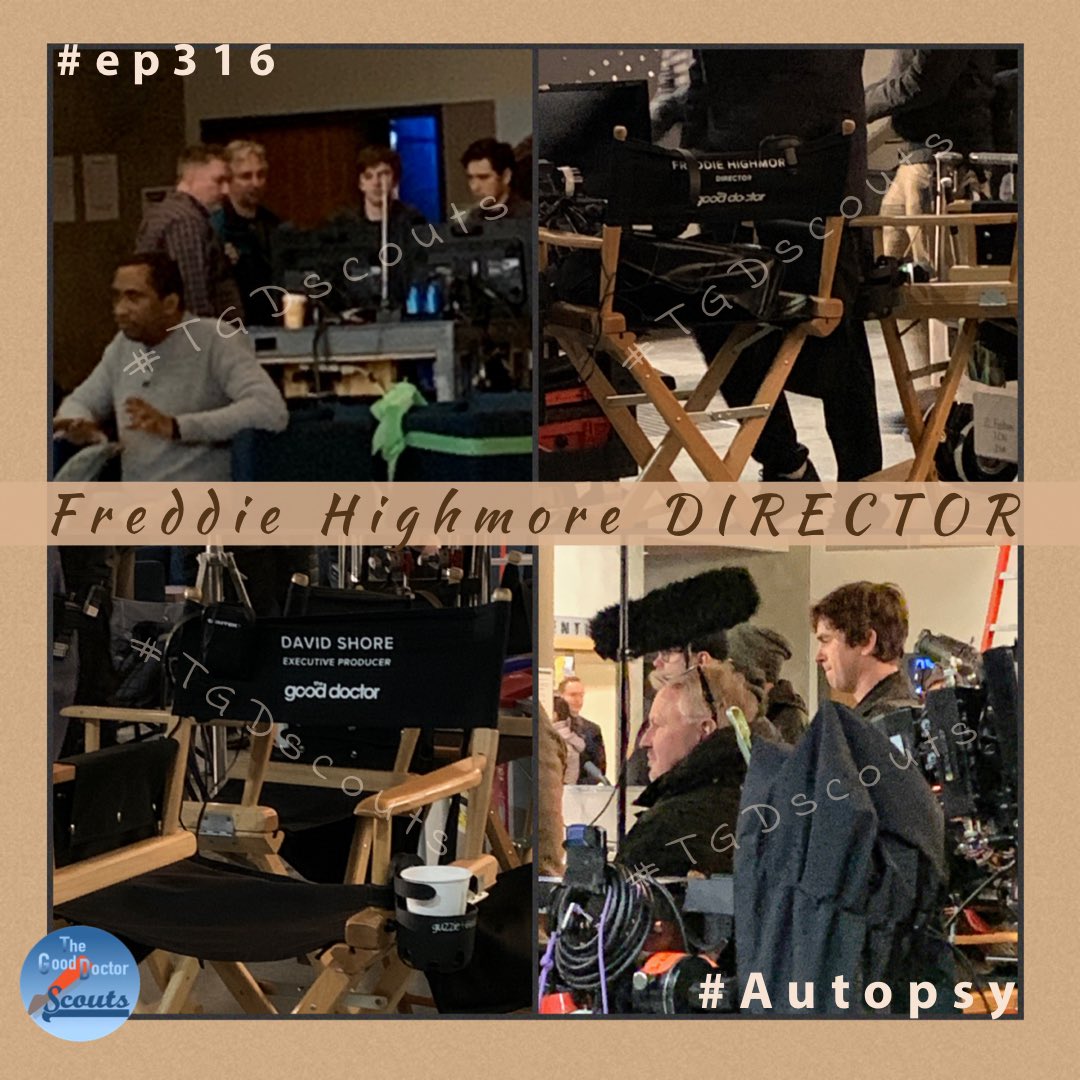 GoodDoctorK_S's tweet photo. Some 📸S of @freddiehighmore at work directing tonight‘s episode. Bottom right he’s with #DavidHoselton, ✍️ of #Autopsy #ep316. All ✍️s come to set during the 🎥 of their episodes #TheGoodDoctor @SPTV @abcpublicity 
@shorez @SLfrom #TGDscouts Sυҽ🧩 https://t.co/khRdoQldyF