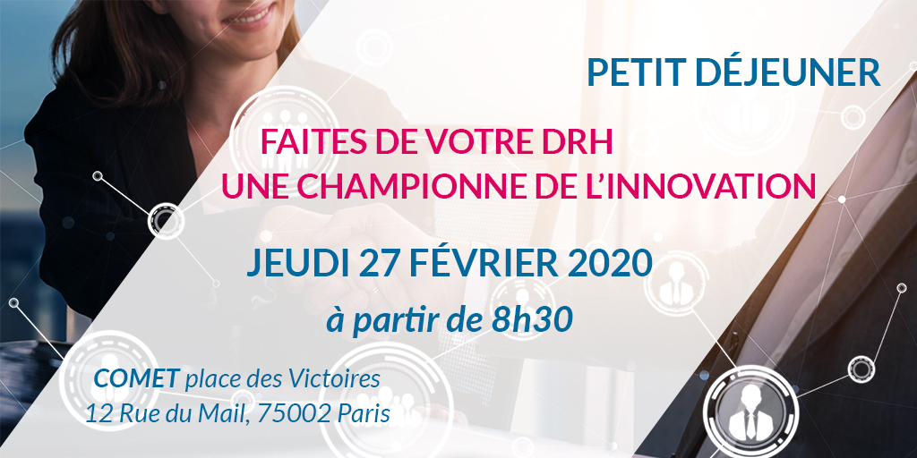 Jeudi 27 février aura lieu notre table ronde “Faites de votre DRH une championne de l’innovation”. Des retours d’expérience sur l'apport de l’IA dans les RH et celle de la réalité virtuelle pour la digitalisation de la formation. Il reste quelques places : admin.eventdrive.com/public/events/…