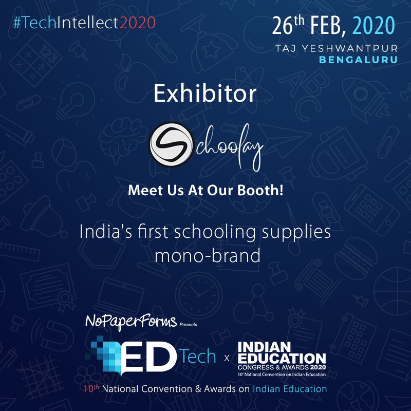 EntrepEducation's tweet image. Meet Schoolay, India's first schooling supplies mono-brand which offers customized and branded school uniforms, sportswear, school bags, and shoes to your doorstep at Indian Education Congress &amp;amp; Awards 2020.

Register now at bit.ly/2vlI1NI 

#IEC2020 #techintellect2020