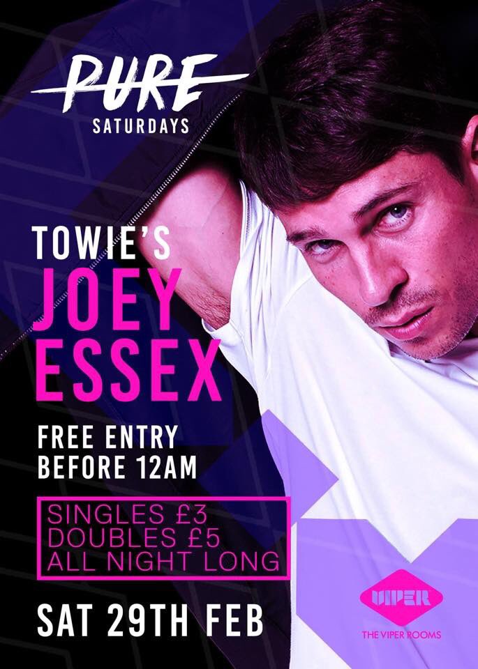 SurreyFanzone's tweet image. This Saturday @JoeyEssex_ towie and ex on the beach start hosts pure Saturdays Surrey’s biggest Saturday night ... 07583218595 gueslist and tables