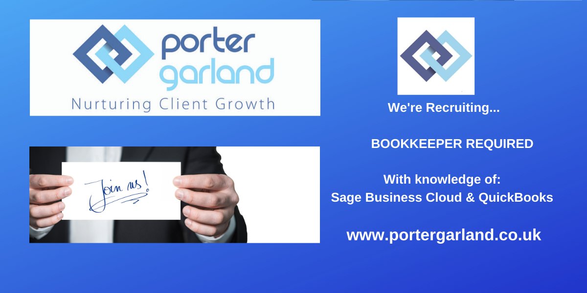 As Porter Garland continues to grow, we are looking to expand our team. Part-time Bookkeeper required - click the link below for more details or call Amanda Williams on 01276 674870. No Agencies Please.

portergarland.co.uk/practice/caree…