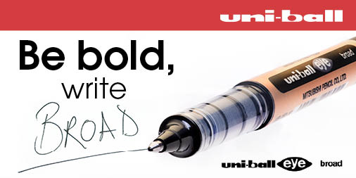 Ideal for use at home, school and work, the new Eye Broad has everything you’d expect from your uni Eye pen but with a a robust 1.0mm rollerball for expressive, broad handwriting!