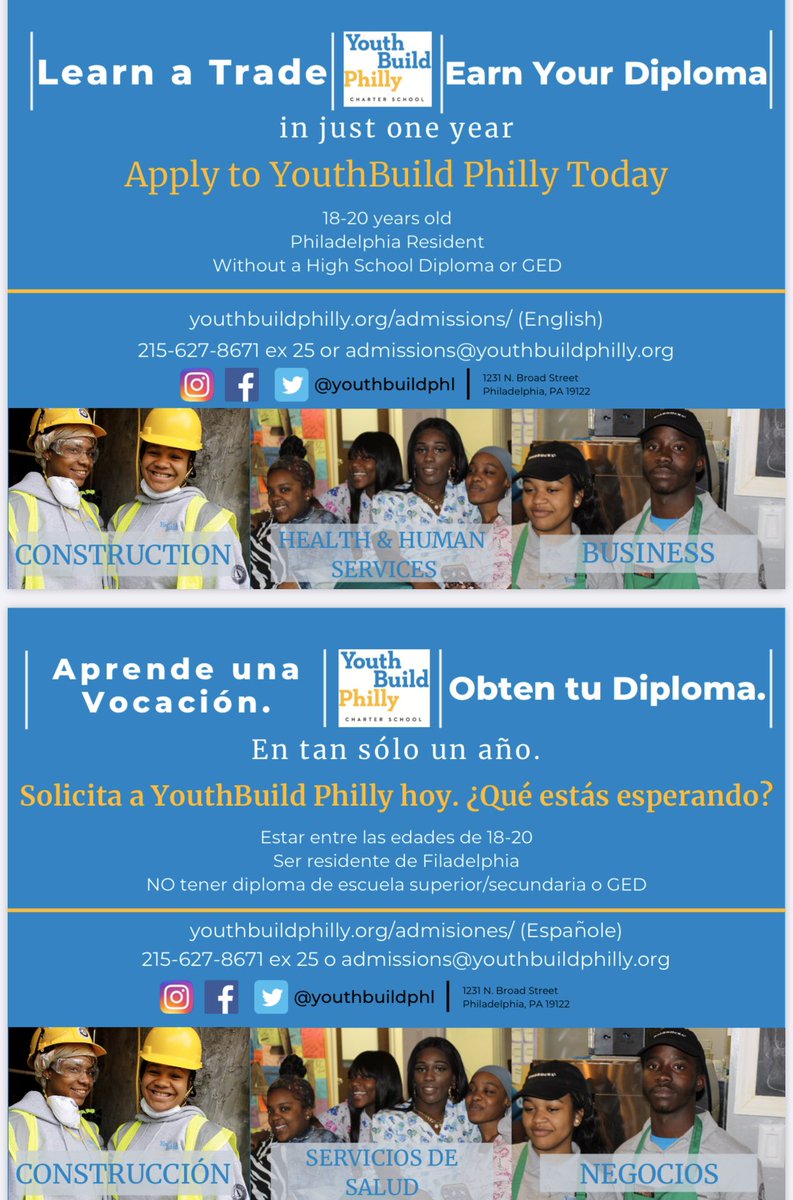 ReEngagement440's tweet photo. Don’t forget to submit your applications for #YouthBuildPhilly Class of 2021. Swipe right to see the MANDATORY information sessions. The first one starts TODAY at 12:30 PM! #ybready #youthbuild #youthbuildphl @youthbuildphl https://t.co/f0ugLqdJsm