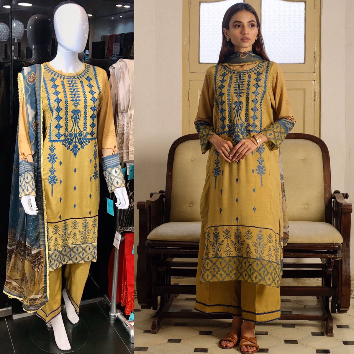 Classic embroidery on linen shirt with chiffon dopatta makes a gorgeous 3 piece suit in mustard 💛
*
#designerdhaage #pakistanifashionuk #ilfordlane #ilford