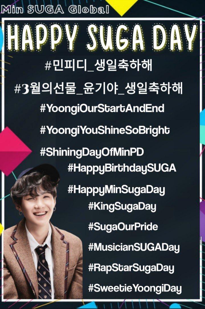 Suga Updates 아미 여러분 슈가의 생일에 모든 해시태그 트렌드를 것이다 슈가 생일을 함께 축하하자 해시태그 시작 3월 9일 Army Sugaの誕生日にこのハッシュタグのトレンド入りを目指します Sugaのセンイルを一緒にお祝いしましょう