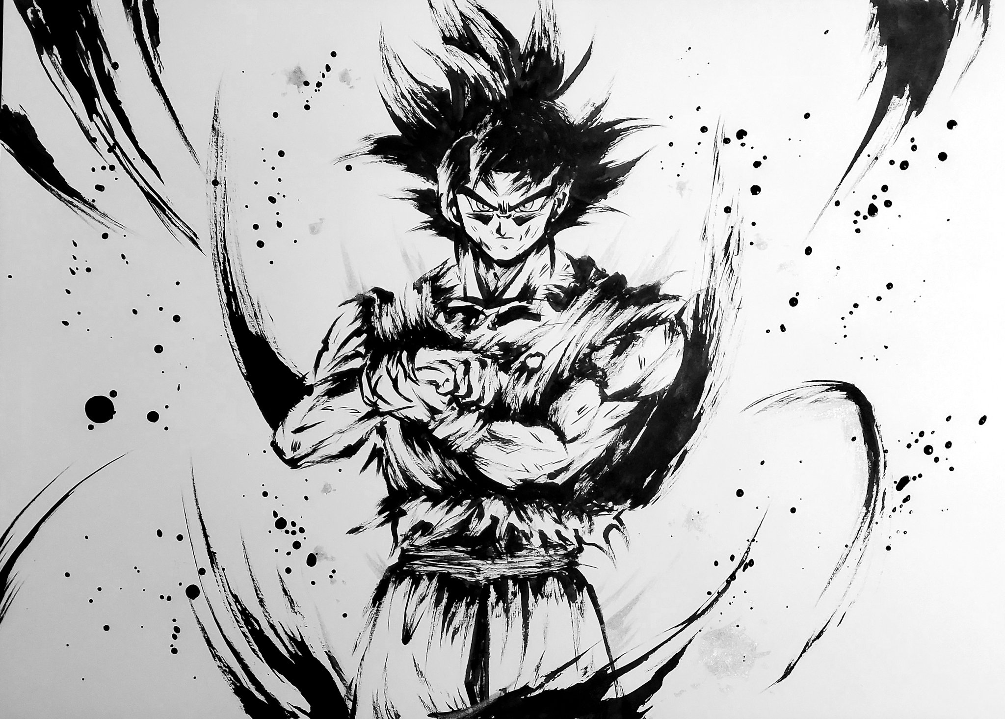 こバya4 身勝手の極意 ﾞ兆 ﾞ ドラゴンボール 悟空 身勝手の極意 模写 墨絵 イラスト T Co Rqj8vunxm4 Twitter
