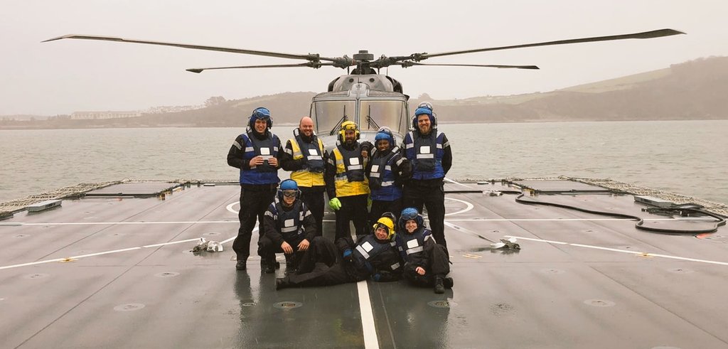 HMS TRENT's air handlers after supporting the Ship's first helo landing.