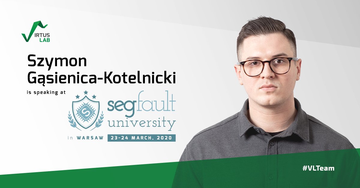 VirtusLab's tweet photo. Join Szymon and Krzysztof 👏 at their workshop on Functional approach to complex business domains 💪 at @SegFaultConf Warsaw next month 🔥

#VLTeam #thestrongestteam https://t.co/ebllAZxijm