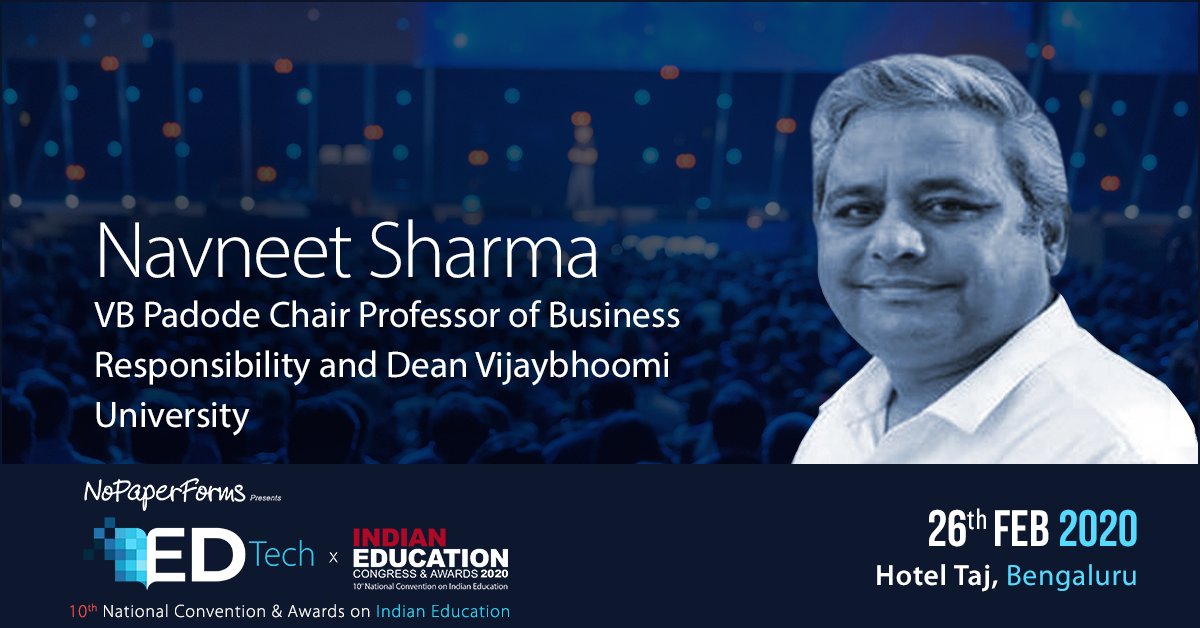 EntrepEducation's tweet image. Meet Dr Navneet Sharma, Dean, IFIM Business School sharing his insights on technology supported learning – Areas benefitting from it in the future of higher education Live at Indian Education Awards 2020. 
To register, visit bit.ly/2vlI1NI 

#IEC2020 #techintellect2020