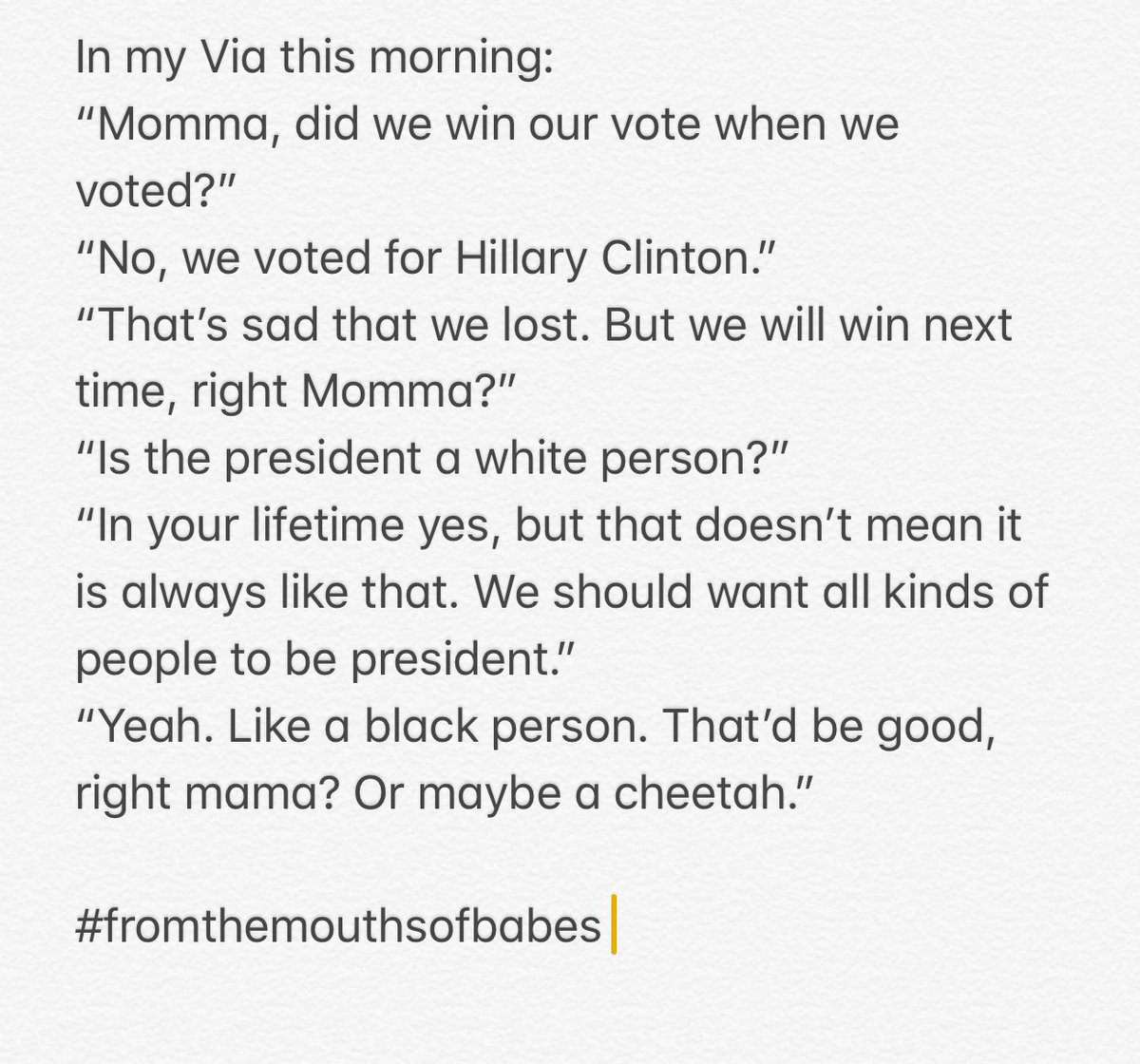 sampittaa's tweet image. What a way to start my morning, with a little dose of 2 year old wisdom. 

They are our future people, raise em up right.