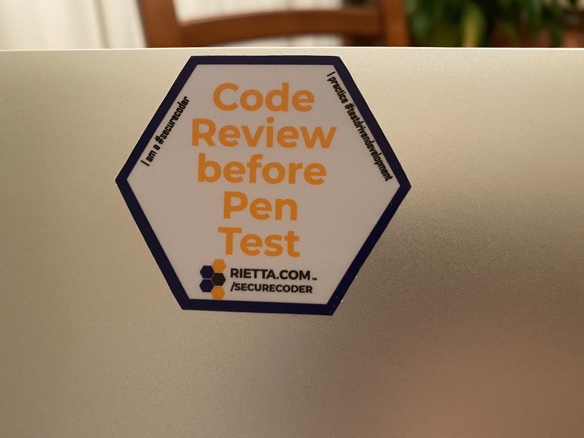 frankrietta's tweet image. New @riettainc stickers arrived in time for SnowFROC.com next week! Code Review Before Pen Test. I am a #securecoder. I practice #testdrivendevelopment