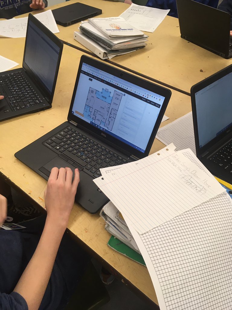 MissDemfromSTEM's tweet photo. Grade 8 GAP taking their DREAM HOME blueprints and inputting them into the virtual world! 👍🏻 @CWCGCMS @demfromstem https://t.co/iOdw3Yvxda