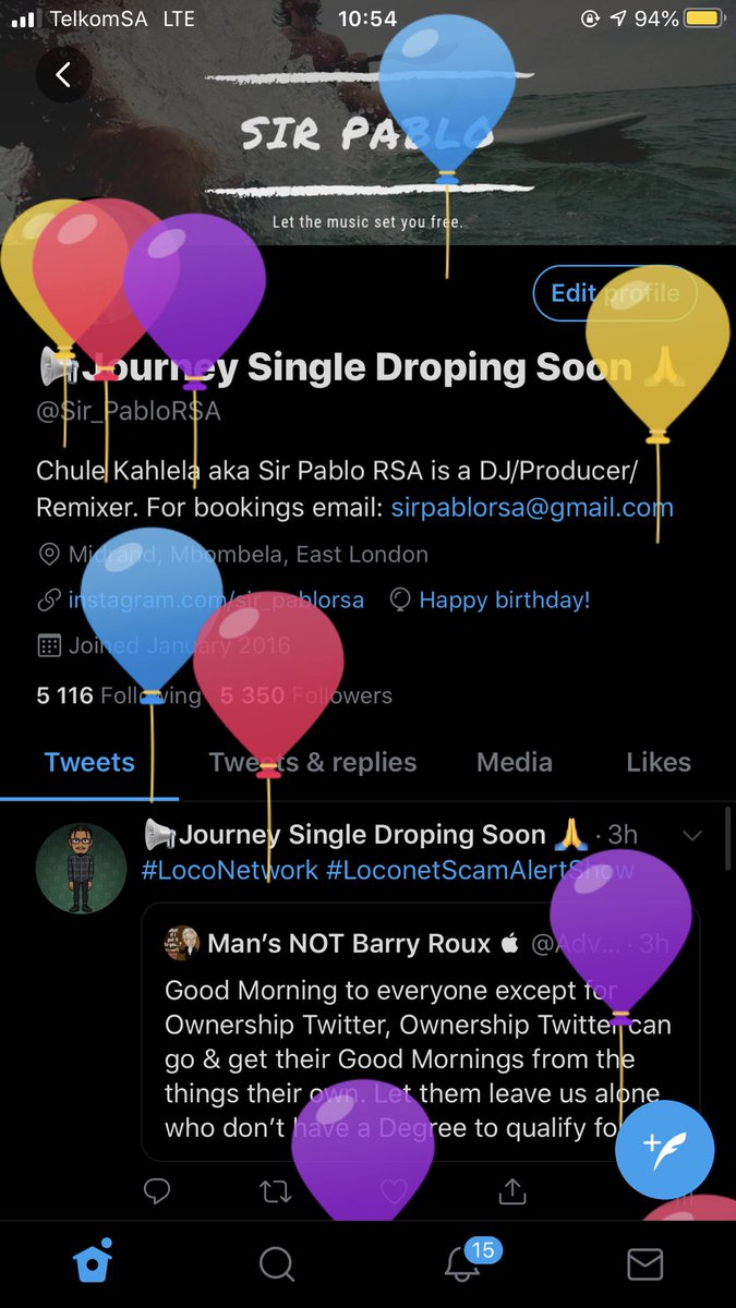 Sir_PabloRSA's tweet photo. Happy birthday to me, myself and I #LocoNetwork #LoconetScamAlertShow https://t.co/3COWD6C0yl