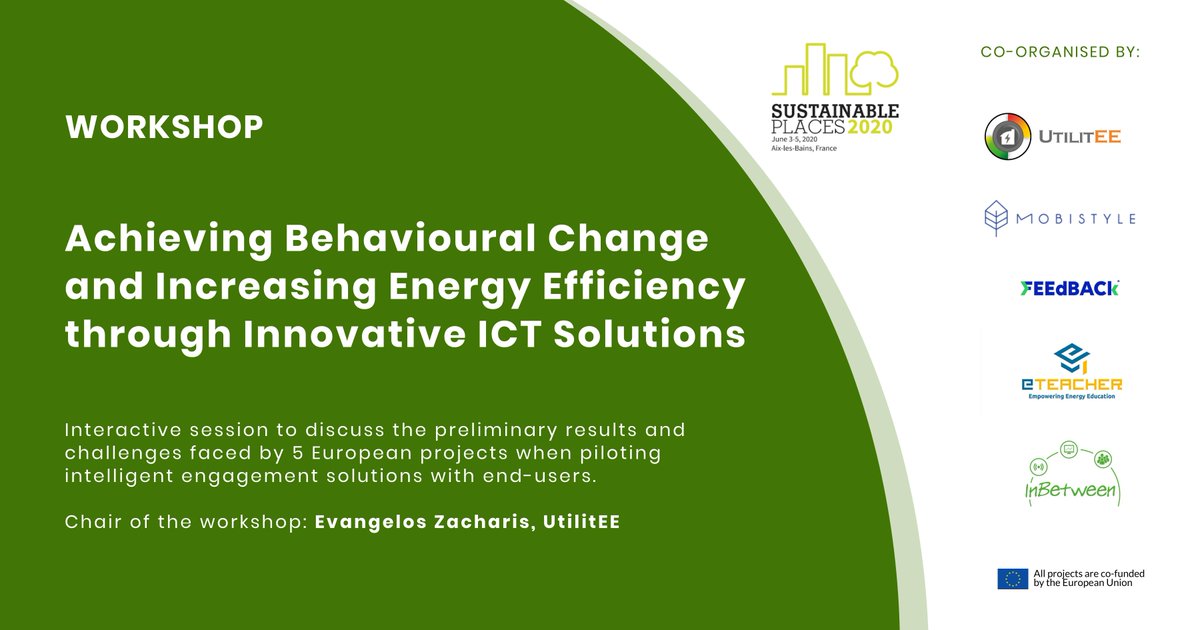sustainplaces's tweet photo. #SustainablePlaces2020 workshop spotlight:

"Behavioural Change 2.0"

Presenting cutting-edge, ICT solutions based on innovative technologies incorporating different aspects such as energy efficiency, smart buildings, human-centric automation, etc.

More: https://t.co/JYNgnhOodu https://t.co/yLoqmpMeI9
