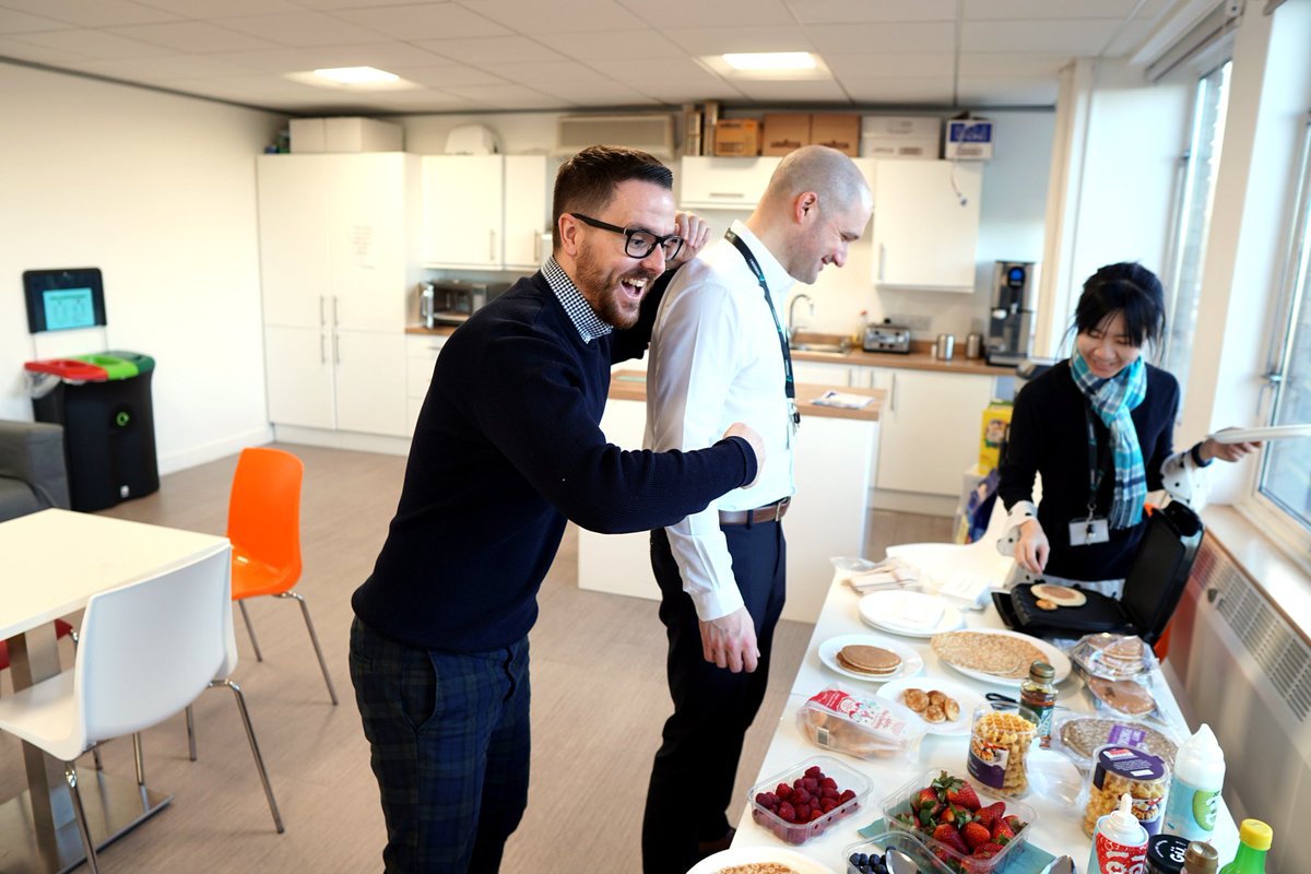 RobinDeeley's tweet photo. Celebrating Pancake day at work, thanks to our Employee Engagement team at Version 1 Redditch @Version1 #Insideversion1 🥞😋 https://t.co/7KnuHGNCiT
