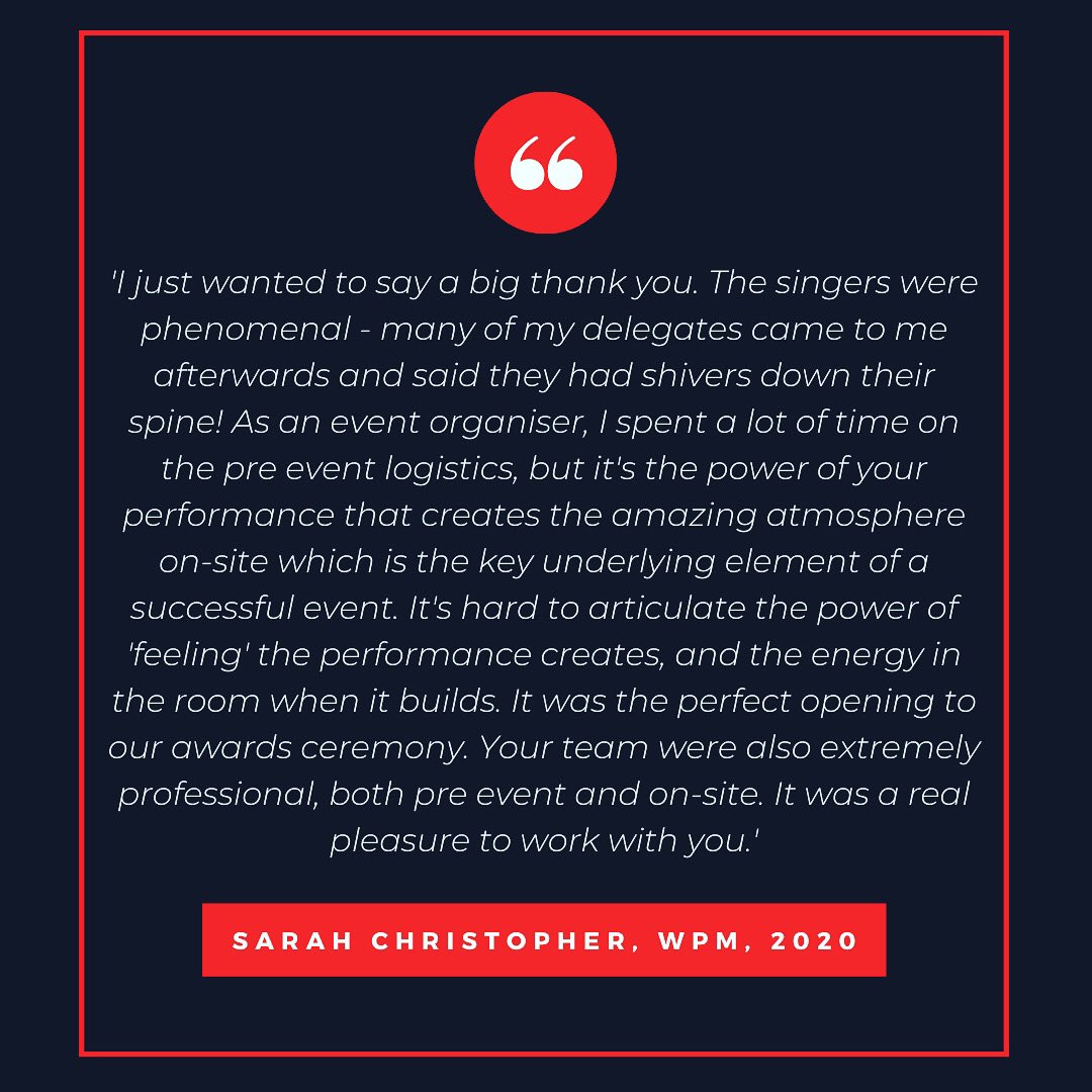 As an event organiser, I spend a lot of time on the pre-event logistics. But it’s the power of your performance that creates the amazing atmosphere - the key underlying element of a successful event.’ 🙏🏻

#tuesdaytestimony #wordofmouth #evententertainment #surpriseentertainment