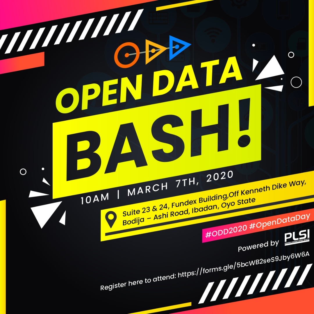 PLSInitiative's tweet photo. We are hosting Open Data Bash event in #Ibadan to celebrate #ODD2020 on 7th March 2020. We invite you to join us as we explore key use cases of #AuditData to fostering public accountability in Nigeria. #OpenDataDay

Register to attend: https://t.co/jJdnpXlzs9 https://t.co/2dD1mQ8Cle