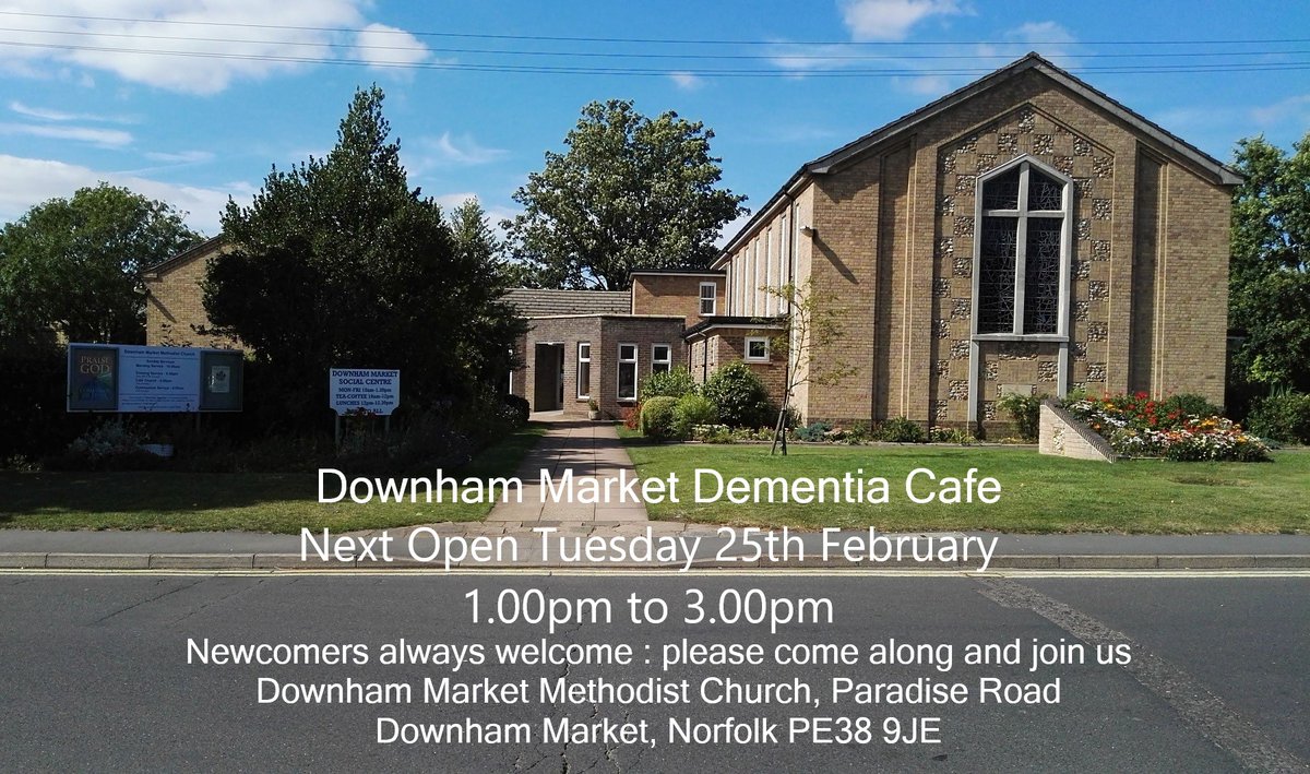 Downham Dementia Cafe will be open this afternoon Tuesday 25th Feb 1.00 pm to 3.00 pm. Please come along &amp; join us, newcomers are always welcome.  We now open 4 times each month. #dementia #downhammarket #downham