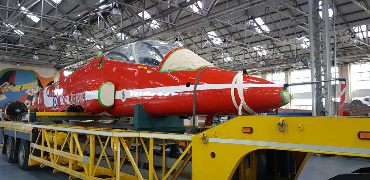 Morning <a href="/rafredarrows/">Red Arrows</a>. Are you missing something? Hope you’re comfortable with an eight-ship formation this year because we’ve ‘acquired’ one of your beautiful ladies at RAF Cosford. Add one new aircraft to the Cosford collection. Sterling work by JARTS as always.