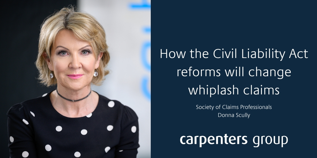 CarpentersGroup's tweet photo. Our director @Donna_Scully looks at how the Civil Liability Act reforms will change whiplash claims and what these changes mean for insurance customers: https://t.co/okYNBrxoD4
#WhiplashClaims #CivilLiabilityAct #Insurance https://t.co/qxw9YK7EZ8