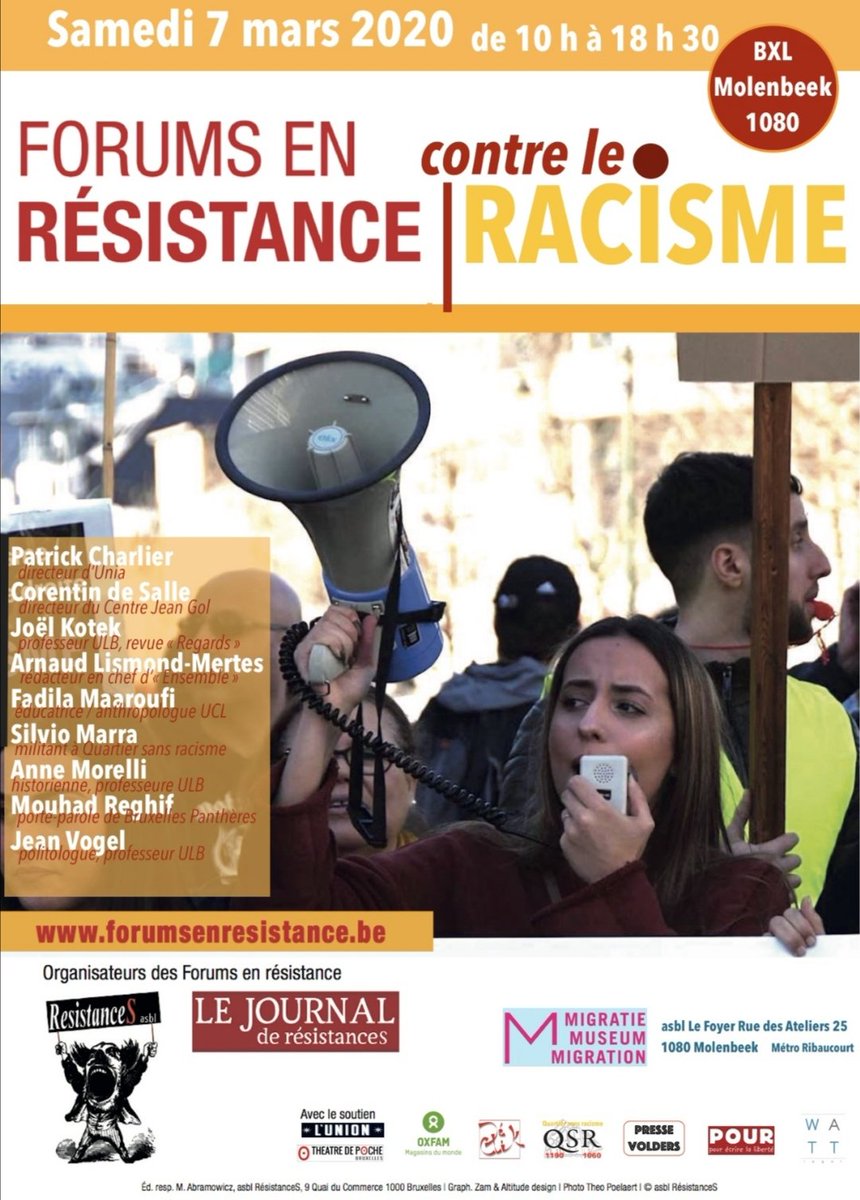 ikazban's tweet photo. Forums en Résistance contre le #racisme au Musée Migration du @AsblFoyer à #Molenbeek le 7 mars 2020 ! https://t.co/5Xny7ZIjcB