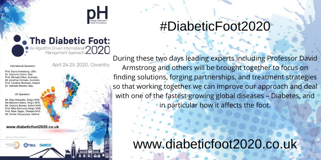 If you are involved in the clinical care of patients who are affected by diabetes then attend our conference. 

#DiabeticFoot2020 #diabetologist #diabetes #diabetescare #diabeticfootulcers  #diabeticfoot #woundcare #woundhealing #BAPO #offloading #diabetesawareness #savefeet
