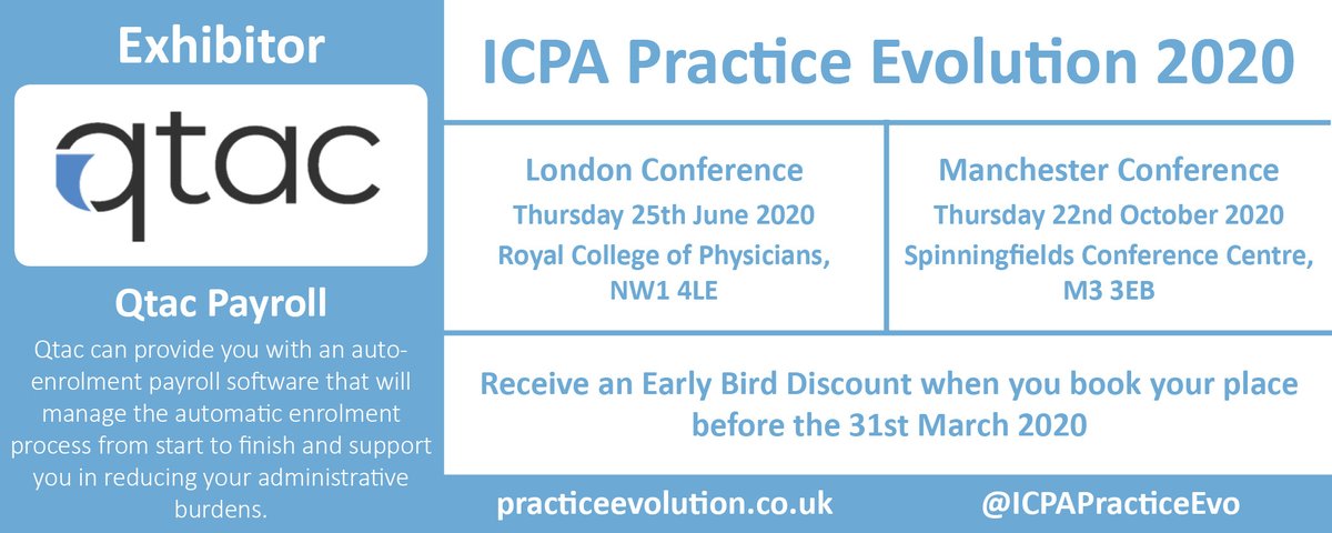 Find out more about the Practice Evolution exhibitor <a href="/qtacpayroll/">Qtac</a> who will be exhibiting at our #London and #Manchester Conference's in 2020! #PracticeEvolution ow.ly/LReo30q8pBh