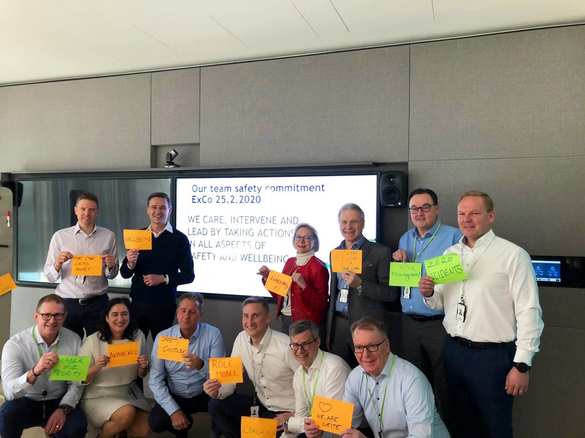 Safety is the number one priority at Neste. Today our executive team had a workshop where we made a #Safety commitment. It emphasizes the importance of all different aspects of safety. #NesteLife