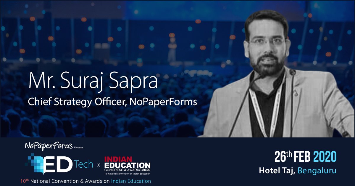 EntrepEducation's tweet image. There are daydreamers and there are night dreamers, but on top of all, there is a league of extraordinary people like Mr. Suraj Sapra, Chief Strategy Officer, @nopaperforms1.
Meet him Live at #IEC2020.

 To register, visit bit.ly/2vlI1NI

#TechIntellect2020 #edtech