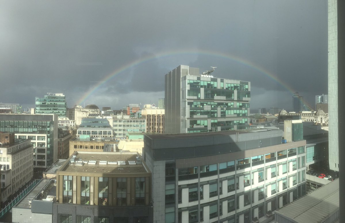 WattsManchester's tweet photo. ‘Paint the woke world with a rainbow’.  Briefly seen over Manchester just now. https://t.co/U3p9UTEoyi