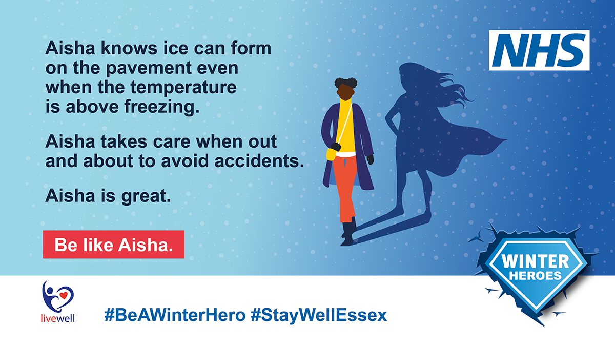 livewellLocal's tweet photo. Yellow warning from the @metoffice for icy stretches likely to bring some travel disruption overnight and into Wednesday morning for our region peeps in #Essex so please beware of icy patches and be more like Aisha! #BeAWinterHero #StayWellEssex https://t.co/SKUgCpANlq