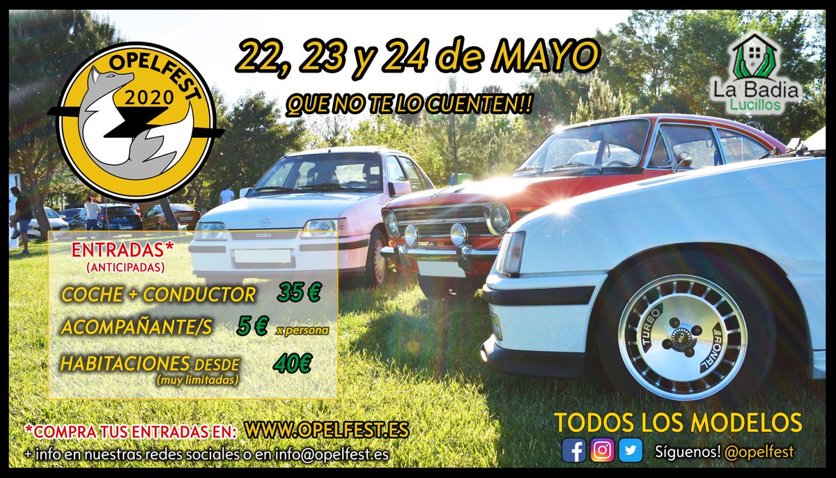 OpelFest's tweet photo. YA ESTÁ AQUÍ! OPEL FEST 2020
Los días 22, 23 y 24 de Mayo. https://t.co/yHFmPVbd1u