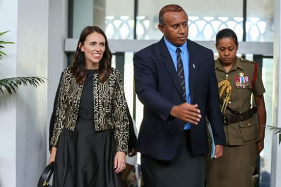 RoTuisawau's tweet photo. Courtesy visit of the Prime Minister of New Zealand, Rt Hon @jacindaardern to the Opposition Office and the Parliament Chamber. https://t.co/rkrJvSl6CL