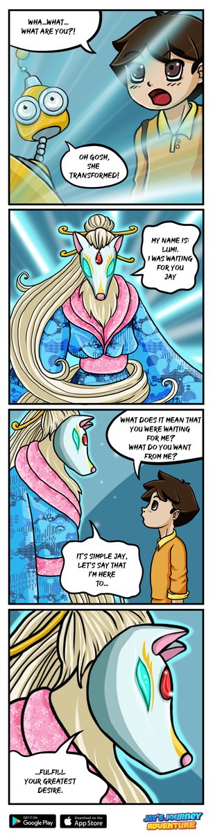 JJAdventureW's tweet photo. Is that a genie or a goddess?What's going on with Jay?Ok, i'm confused!

#jaysjourney #ankorgame #mobilegame #JJAdventure #comics #manga #JJStory #2dplatformer #sweepstake https://t.co/z1E5KnBtv6