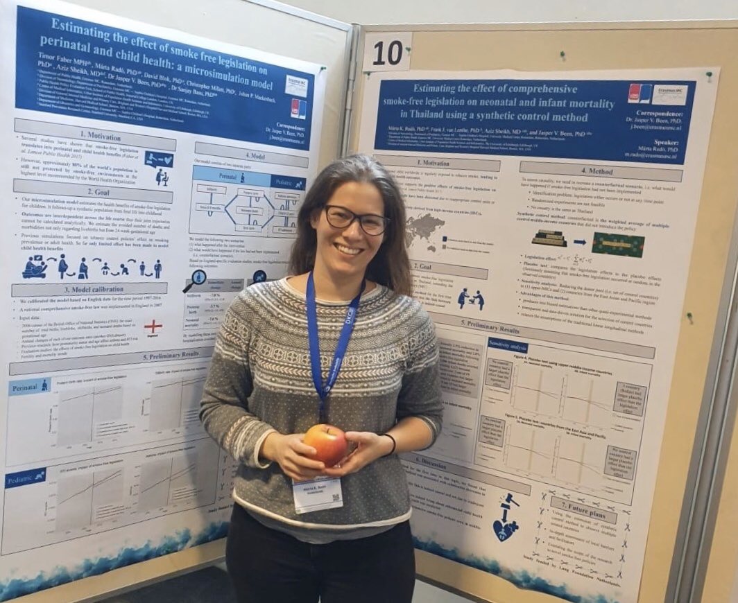 ErasmusMCPH's tweet photo. @MartaRado presented two studies that use complex methods to explore  the effects of smoke-free policies on child health across the globe #ectoh2020 @ECToH https://t.co/9KXCoJn5Yy