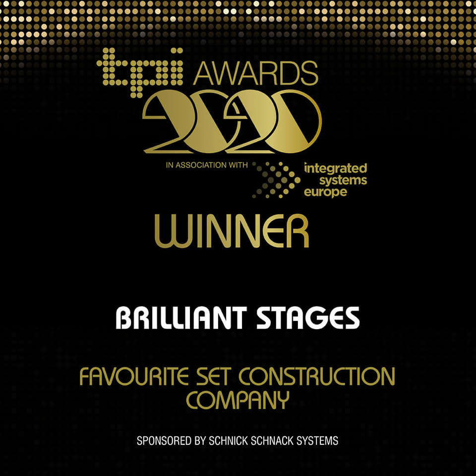 BrilliantStages's tweet photo. A fantastic night at the TPi Awards, topped off by Brilliant been named Favourite Set Construction Company 2020.

Congrats to the whole team and all other winners on the night.

Thank you for all your continued support!

#BuildingSomethingBrilliant https://t.co/zpGSGKBnZU